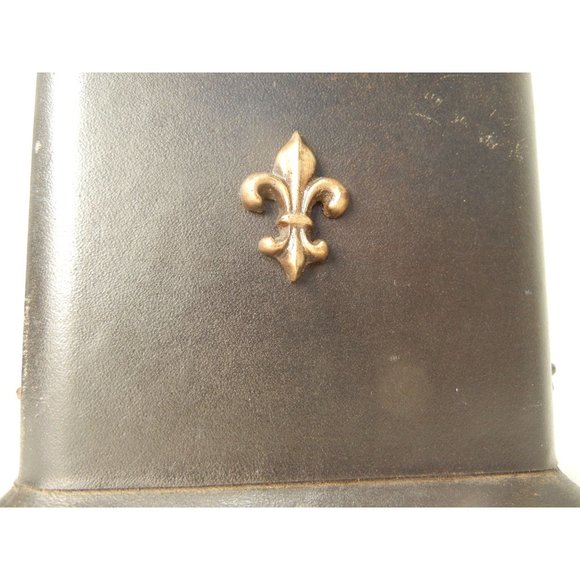 Leather Desk set, Black desk set, vintage India Made, 4 pc. with lids - Picture 2 of 10